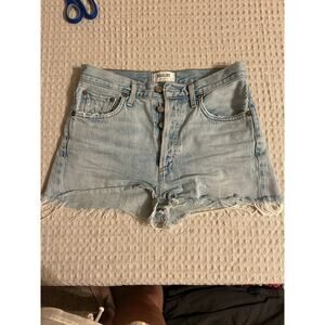 Agolde Jamie High Rise Cutoff Distressed Denim Shorts, 25